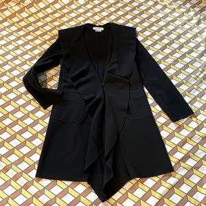 Kay Unger Black Small Blazer/Jacket 1990’s / Ruffle Single Button Front